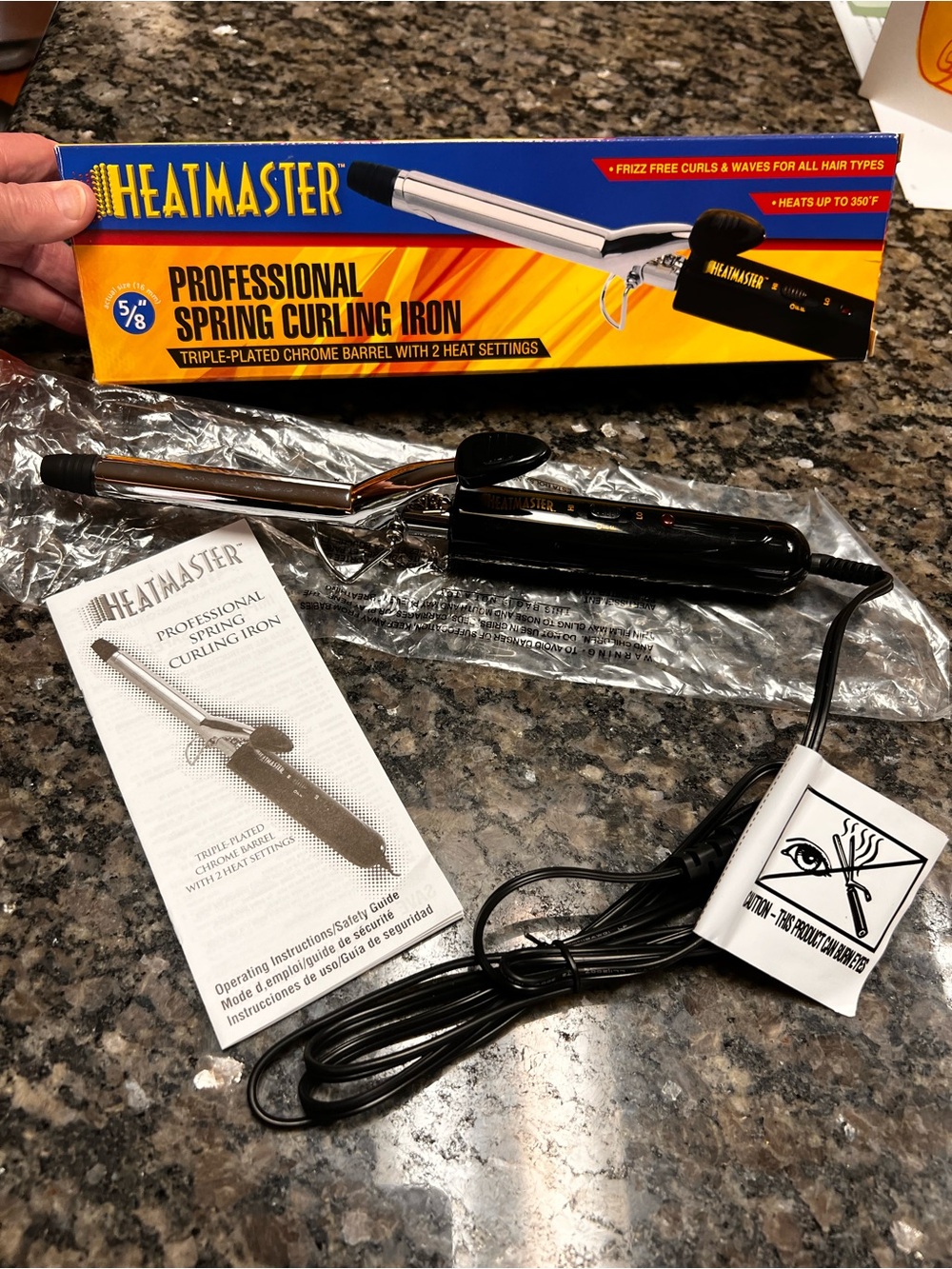 HeatMaster Professional Spring Curling Iron 5/8” Barrel 2 settings NEW